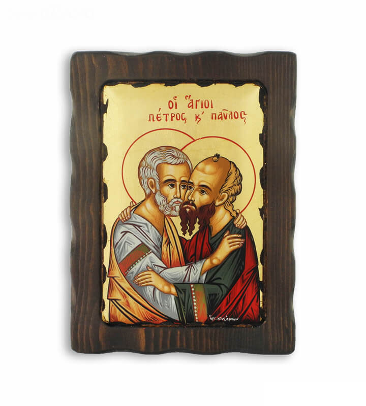 Άγιοι Πέτρος και Παύλος Ξύλινη Εικόνα Saints Peter & Paul Wooden Icon Икона Святые Петр и Павел на дереве